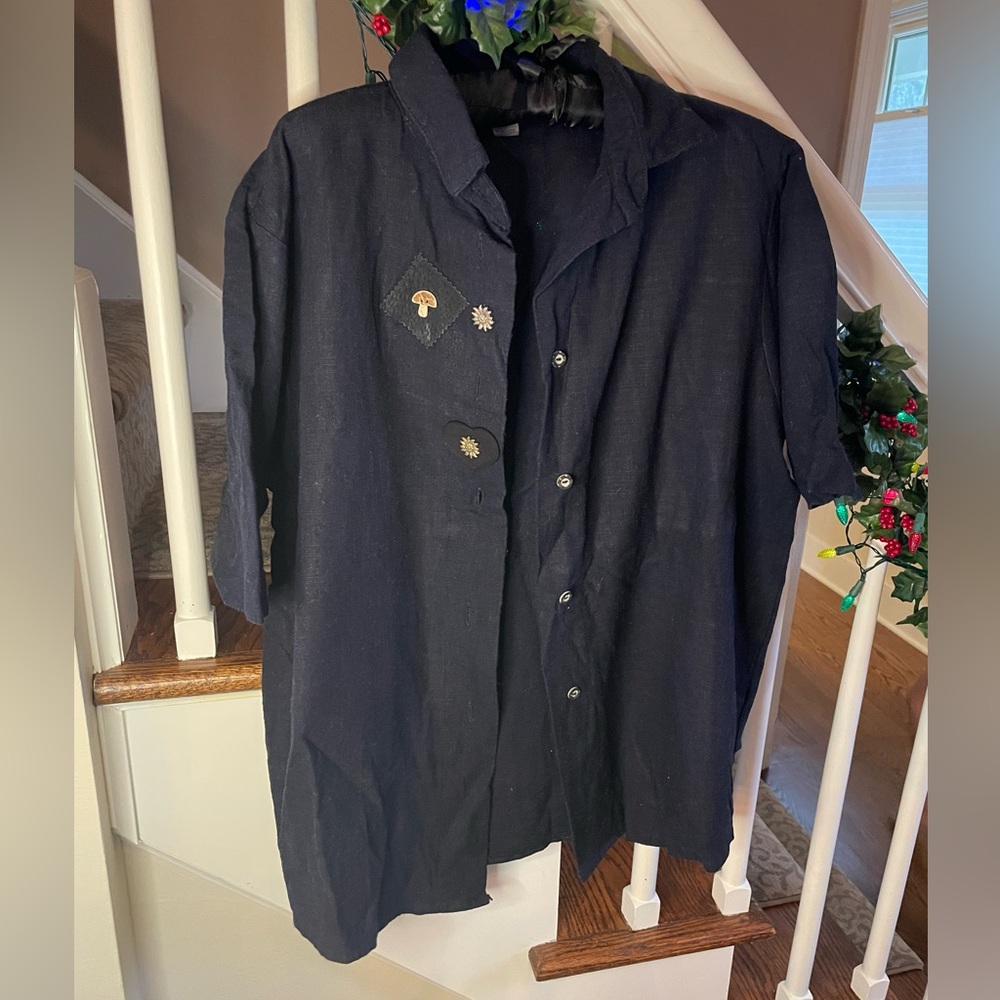 Vintage 100% Linen button down top